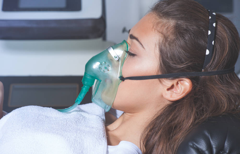 Inhalácia 95% kyslík – oxygénoterapia